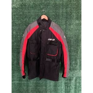 Zero-60 Men's Black Red Gray Long Sleeve Button & Zip Motorcycle Jacket Size XL